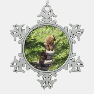 Ornement Flocon De Neige Famille d'ours brun