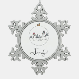 Ornement Flocon De Neige Family Snowman Ornament