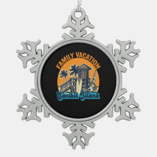 Ornement Flocon De Neige Family Vacation Sanibel Island Vintage Retro Gift