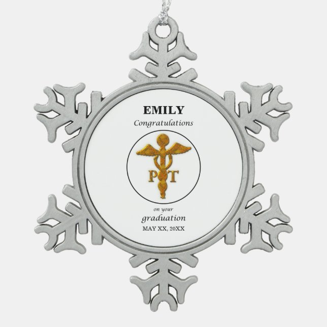 Ornement Flocon De Neige Félicitations à l'obtention d'un diplôme de physio (Devant)