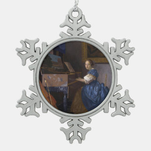 Ornement Flocon De Neige Femme assise à une vierge par Vermeer