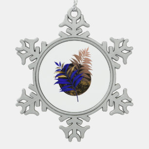 Ornement Flocon De Neige Ferme bleue sur cercle noir