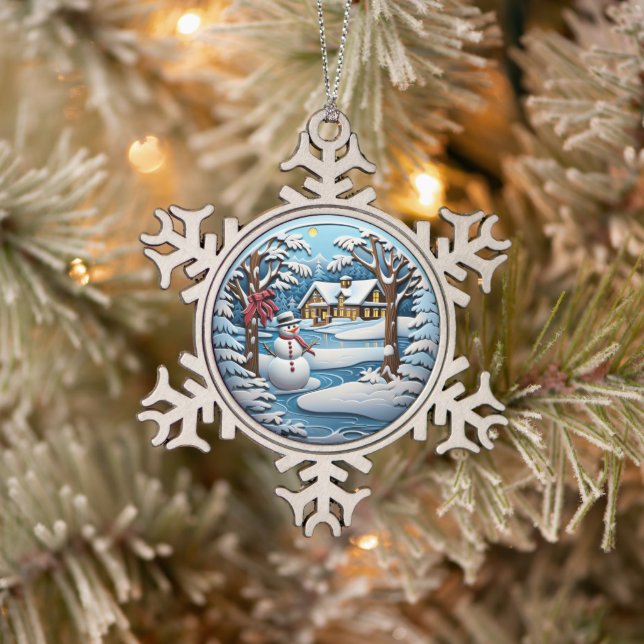 Ornement Flocon De Neige Festif snowman Holiday (Arbre)