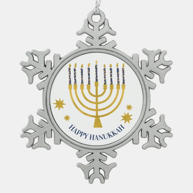 Ornement Flocon De Neige Festive Menorah bougies Bonne Hanoukka (Devant)