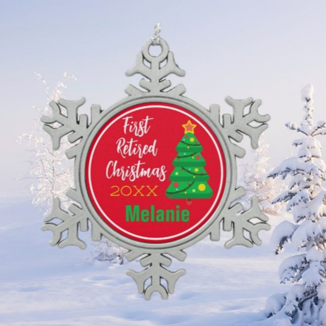 Ornement Flocon De Neige Festive, Première fête de Noël à la retraite (Créateur téléchargé)