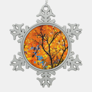 Ornement Flocon De Neige Feuille orange
