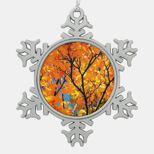 Ornement Flocon De Neige Feuille orange (Devant)