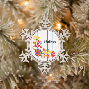 Ornement Flocon De Neige Fier d'être un Baby shower latin Flore et bande