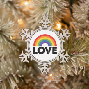 Ornement Flocon De Neige Fierté Amour est Amour Égalité Gay Arc-en-ciel LGB