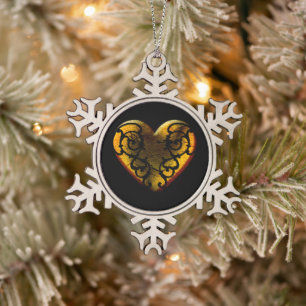 Ornement Flocon De Neige Filigree Goth Gold Heart
