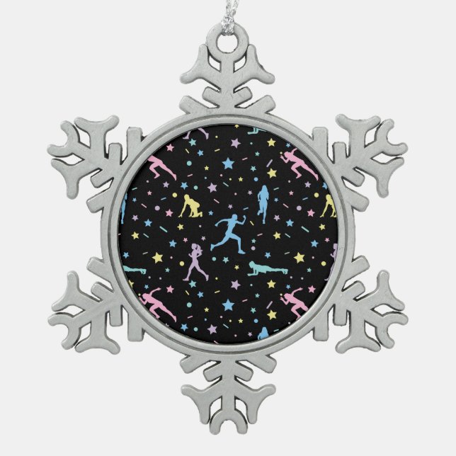 Ornement Flocon De Neige Filles Cross Country, Terrain de piste, Marathon R (Devant)