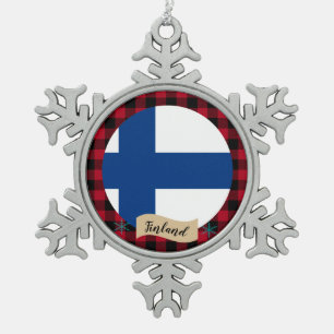 Ornement Flocon De Neige Finlande patriotique, plaid de buffle, Drapeau fin