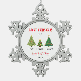 Ornement Flocon De Neige First Christmas family of three Keepsake