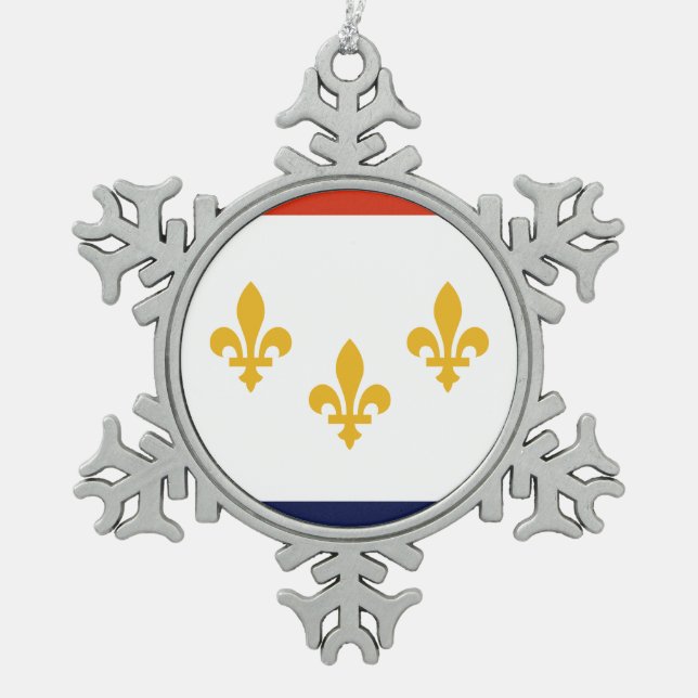 Ornement Flocon De Neige Flag of New Orleans, Louisiana Snowflake Pewter Ch (Devant)