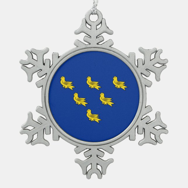 Ornement Flocon De Neige Flag of Sussex Snowflake Pewter Christmas Ornament (Devant)