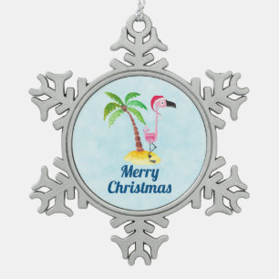 Ornement Flocon De Neige Flamant rose rose lunique Noël tropical