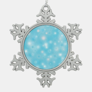 Ornement Flocon De Neige Fléchettes de neige blanches simples sur Blue Cute