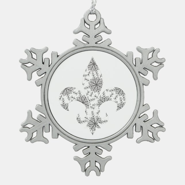 Ornement Flocon De Neige Fleur de Lis avec Flammes de neige (Devant)