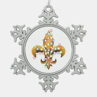 Ornement Flocon De Neige Fleur de Lis avec lumières