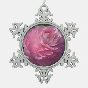 Ornement Flocon De Neige Fleur de ranunculus rose  