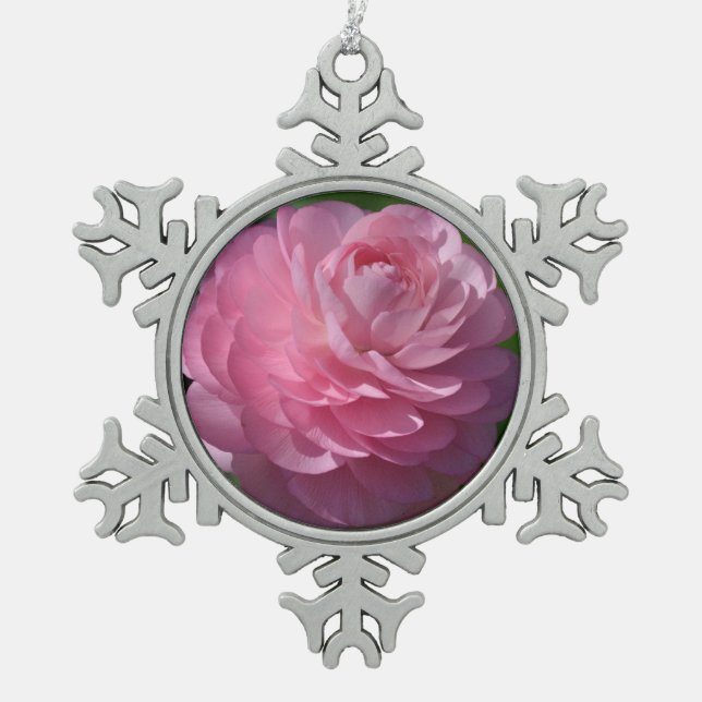 Ornement Flocon De Neige Fleur de ranunculus rose (Devant)