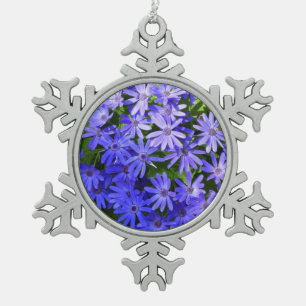 Ornement Flocon De Neige Fleurs bleues à la marguerite Nature Photographie