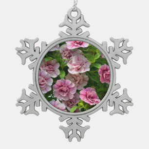 Ornement Flocon De Neige Fleurs de pétunia rose ornement de Noël