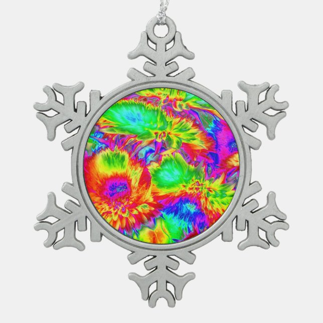 Ornement Flocon De Neige fleurs psychédéliques 2 (Devant)