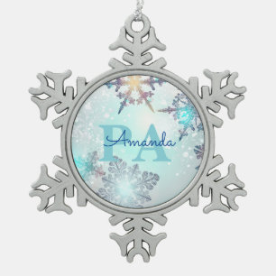 Ornement Flocon De Neige Flocon de neige bleu nom personnalisé PA