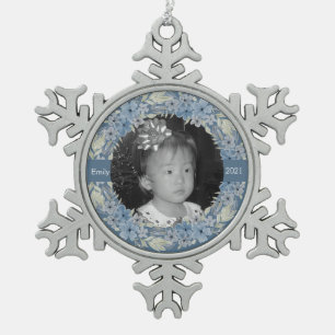 Ornement Flocon De Neige Flore bleu poussiéreux personnalisée