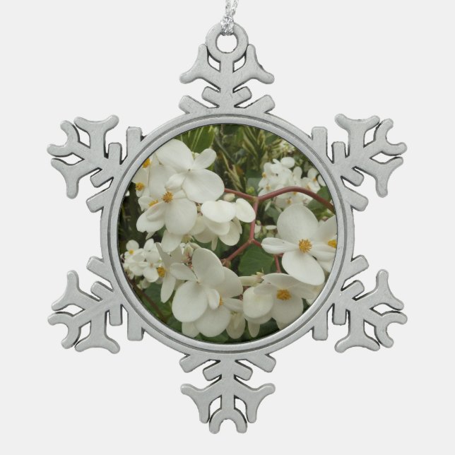 Ornement Flocon De Neige Flore de Bégonia blanche tropicale (Devant)