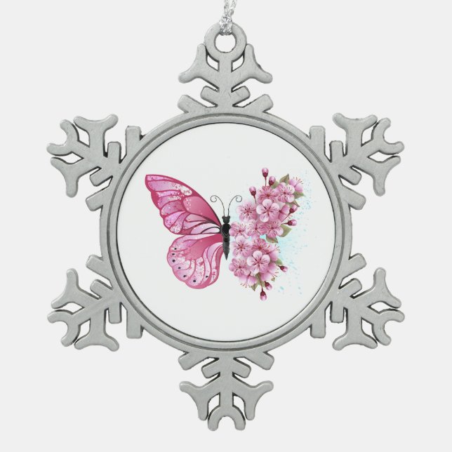 Ornement Flocon De Neige Flower Butterfly (Devant)