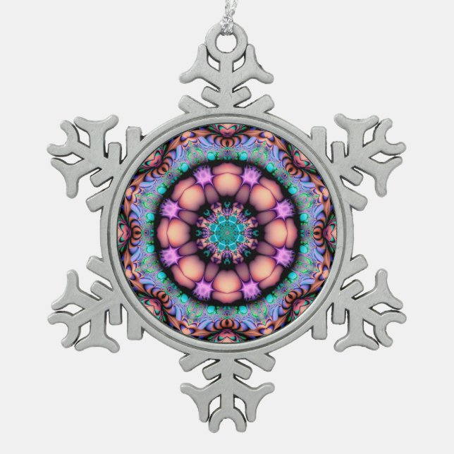 Ornement Flocon De Neige Fractal Mandala Floral Psychedelic (Devant)