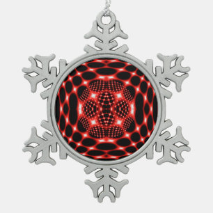 Ornement Flocon De Neige Fractale de globe rouge néon