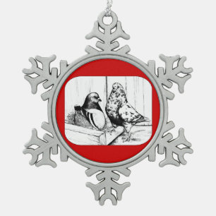 Ornement Flocon De Neige Français Mondain Pigeons 1981
