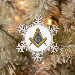 Ornement Flocon De Neige Freemason Masonic Carré et Compass Freemasony