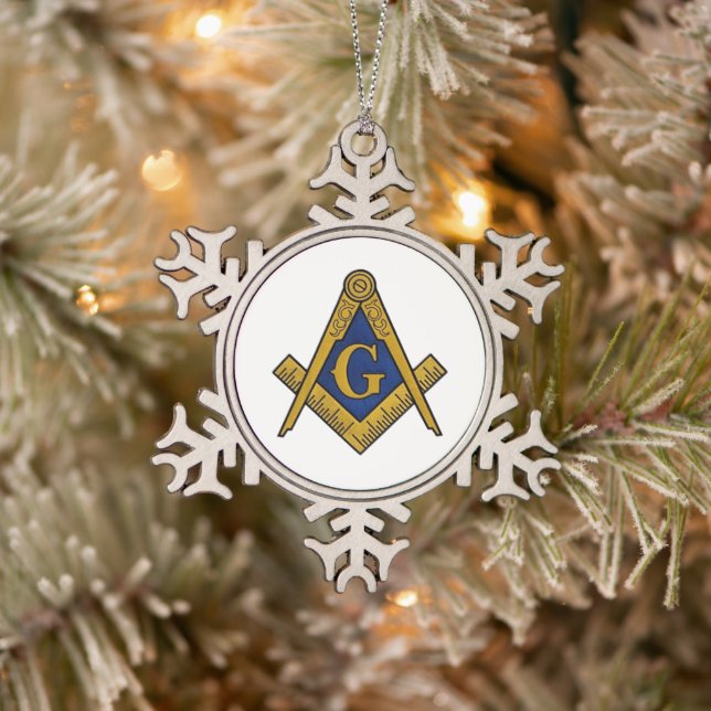 Ornement Flocon De Neige Freemason Masonic Carré et Compass Freemasony (Arbre)