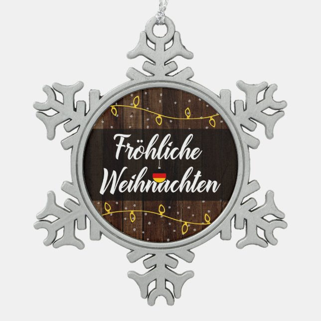 Ornement Flocon De Neige Fröhliche Weihnachten Allemand Joyeux Noël (Devant)