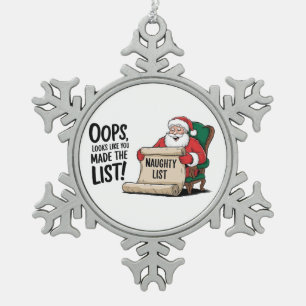Ornement Flocon De Neige Funny Santa Claus Naughty List Design de Noël