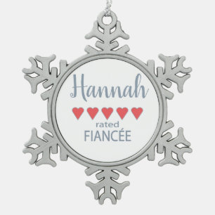 Ornement Flocon De Neige Futur marié et cortège de mariage 5 coeurs