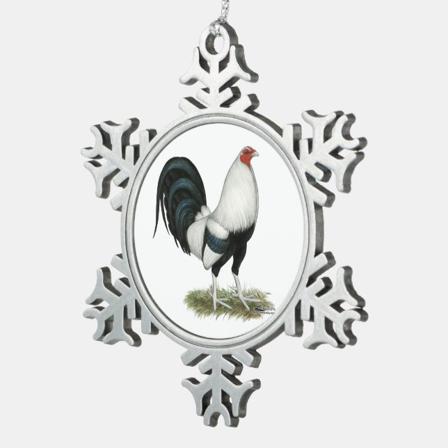 Ornement Flocon De Neige Gamecock argenté (Vue impression)