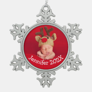 Ornement Flocon De Neige Garde photo personnalisée de Noël pour bébé