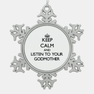 Ornement Flocon De Neige Gardez le calme et écoutez votre marraine