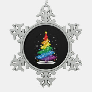 Ornement Flocon De Neige Gay LGBT Pride Arbre de Noël Arc-en-ciel Joyeux No