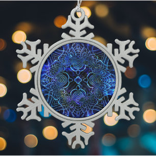 Ornement Flocon De Neige Géométrie galactique électrique grand bleu