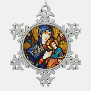 Ornement Flocon De Neige Gloire à Jésus et à Marie