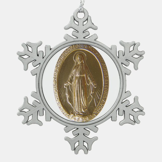 Ornement Flocon De Neige Gloire À La Médaille Miraculeuse (Devant)