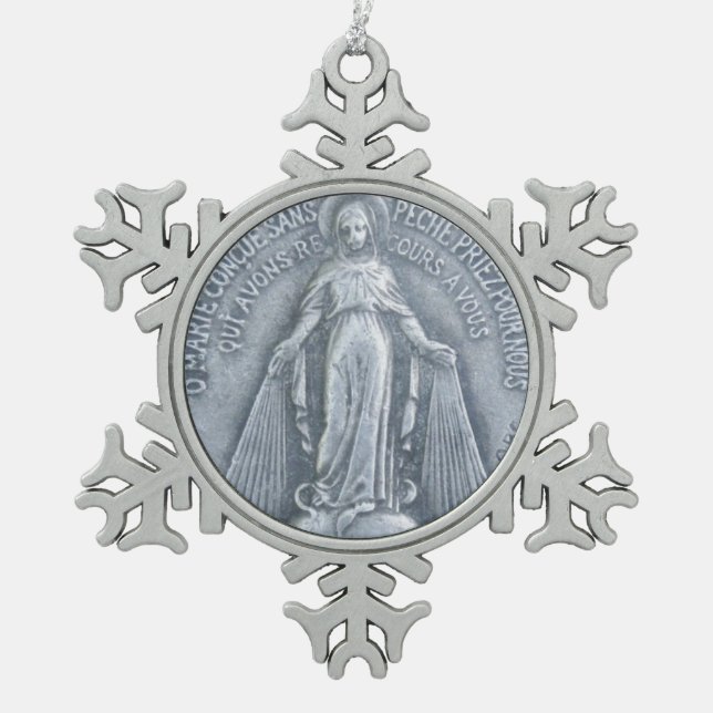 Ornement Flocon De Neige Gloire À La Médaille Miraculeuse (Devant)