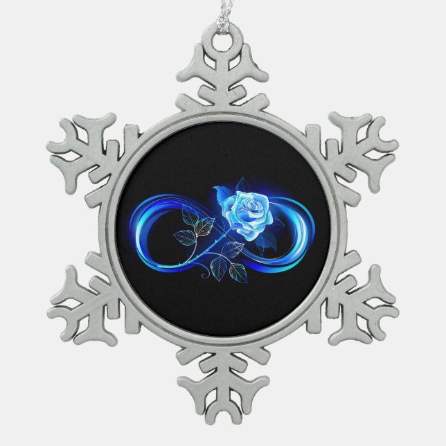 Ornement Flocon De Neige Glowing infinity with blue rose (Devant)