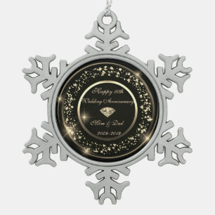 Ornement Flocon De Neige Gold Confetti 10e anniversaire de Mariage